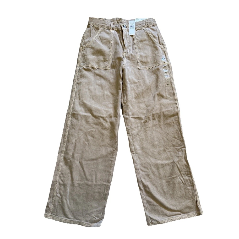 American Eagle Outfitters Super High Rise Baggy Wide Leg Size 6 Regular Khaki